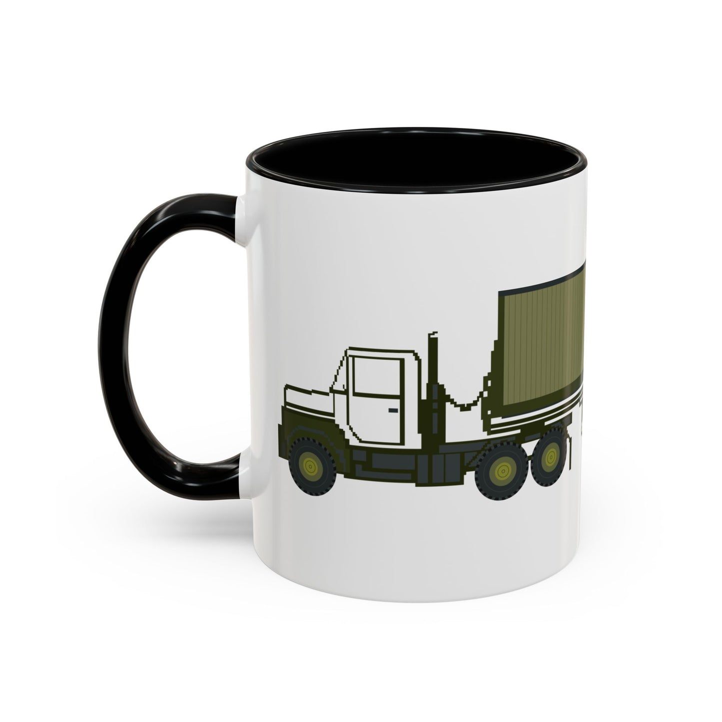 Accent Coffee Mug (11oz & 15oz) - Vehicle - M915 Tractor with M872 - 40 Ft Container - Side X 300