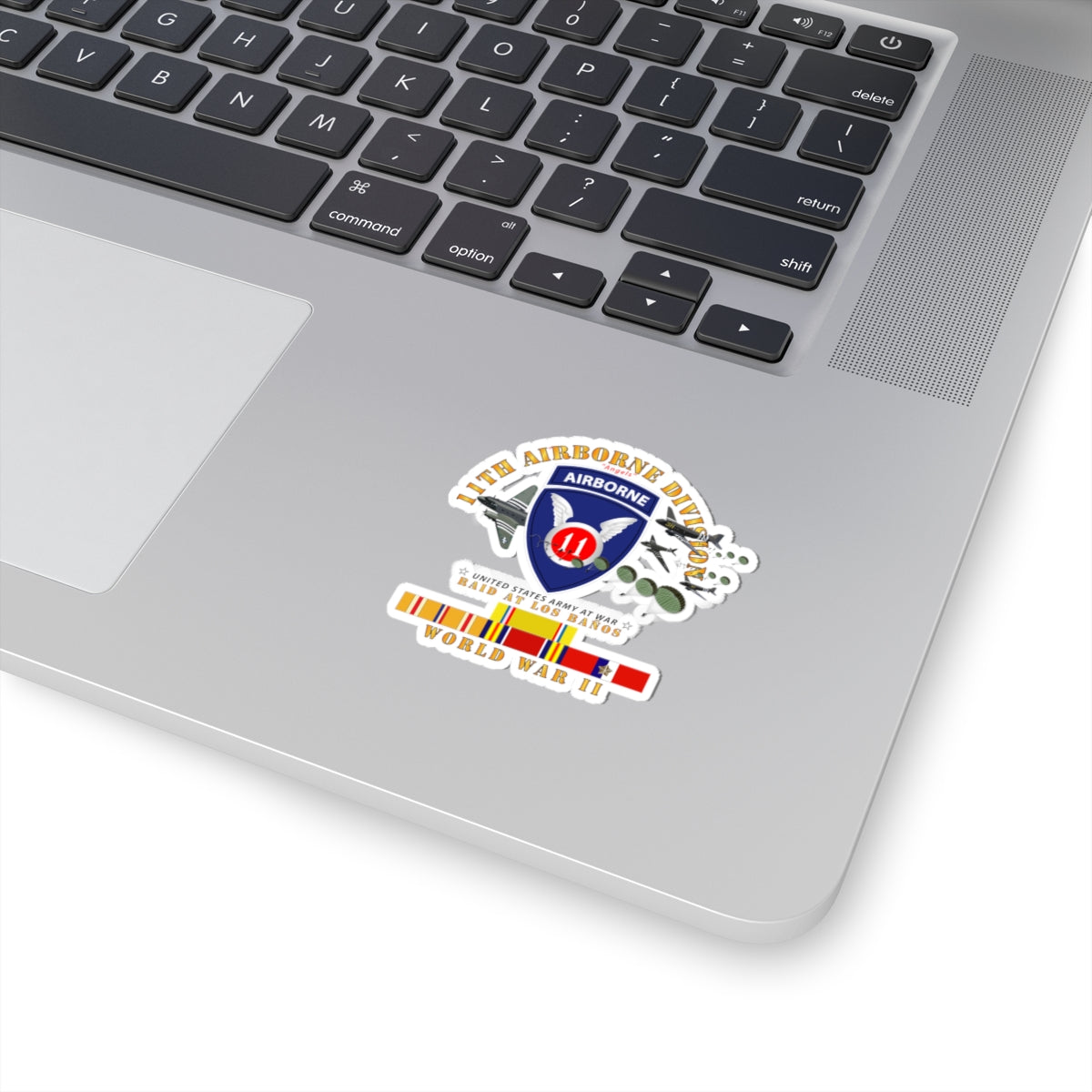 Kiss-Cut Stickers - 11th Airborne Division - Raid at Los Baños W Jumpers - WWII w PAC SVC