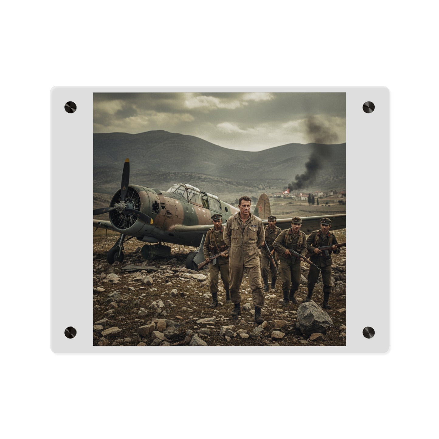 Acrylic Wall Art Panel - U.S. Air Force officer - Captured, KIA, Communist Guerrillas - AT-6 Shotdown - Cold War