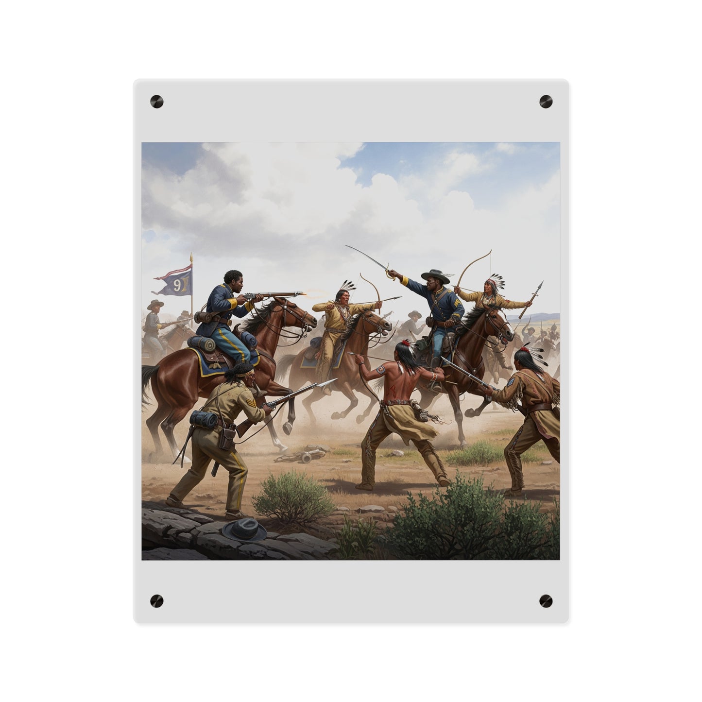 Acrylic Wall Art Panel - 9th Cavalry Regiment fighting Native Americans during the Indian Wars
