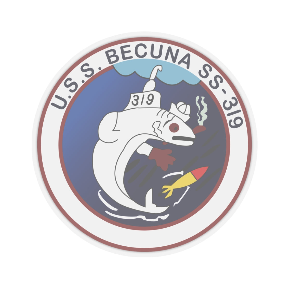 Kiss-Cut Stickers - Navy - USS Becuna (SS-319) wo Txt