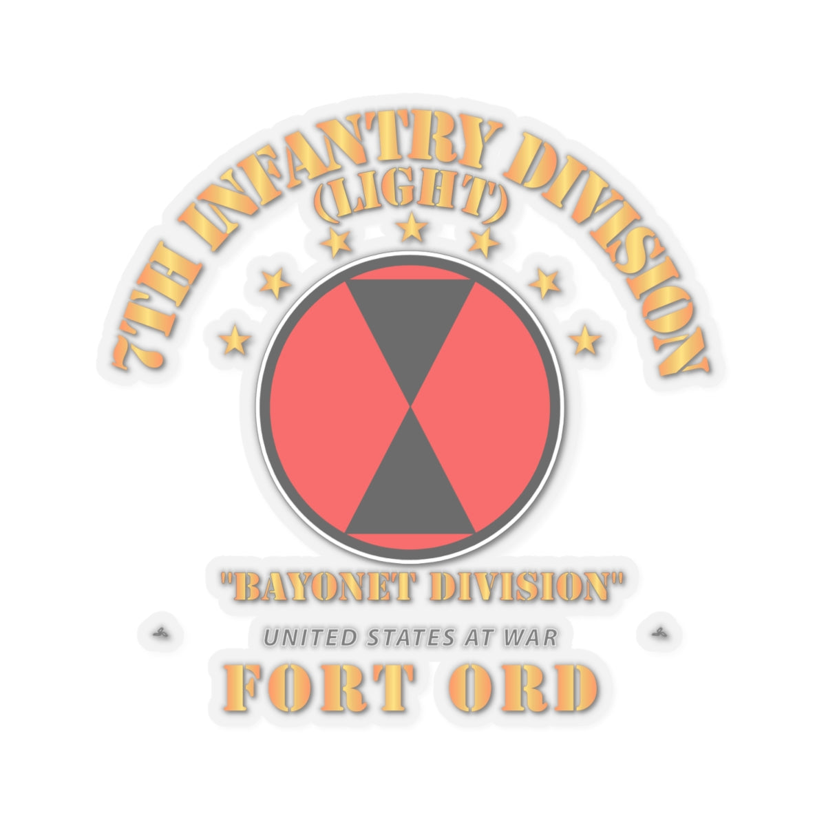 Kiss-Cut Stickers - 7th Infantry Division - Ft Ord