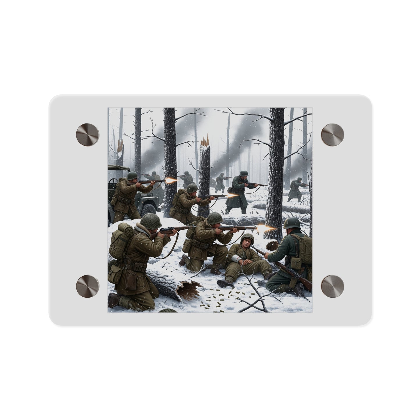 Acrylic Wall Art Panel - 101st Airborne Division fighting the German Army at the Battle of Bastogne