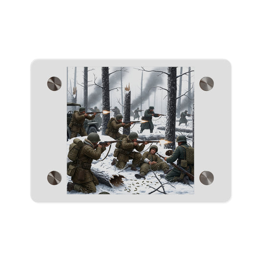 Acrylic Wall Art Panel - 101st Airborne Division fighting the German Army at the Battle of Bastogne