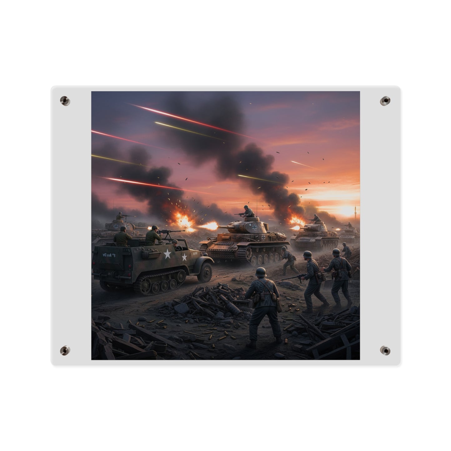 Acrylic Wall Art Panel - M3A1 Half-track 9th Armor Division vs German Armor
