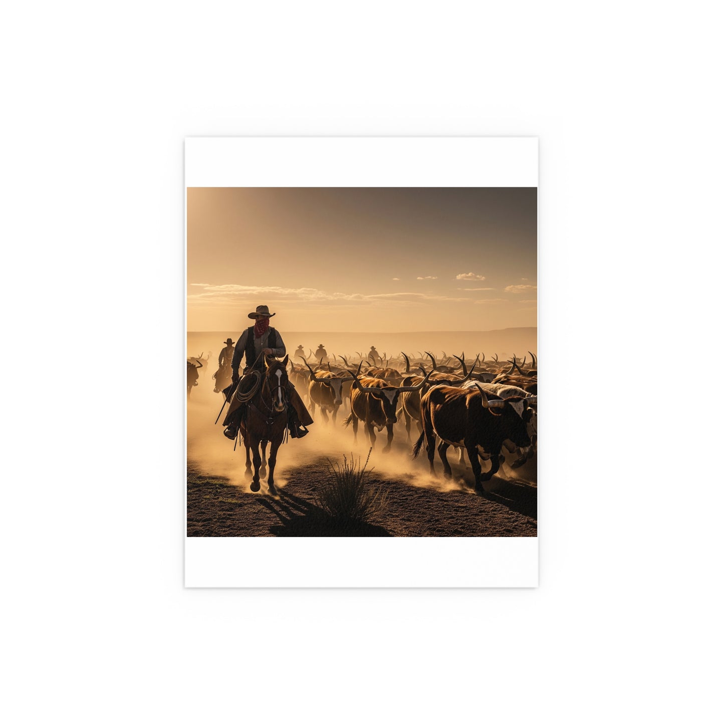 Indoor and Outdoor Silk Posters - Dirty, dusty cattle drive in the Old West
