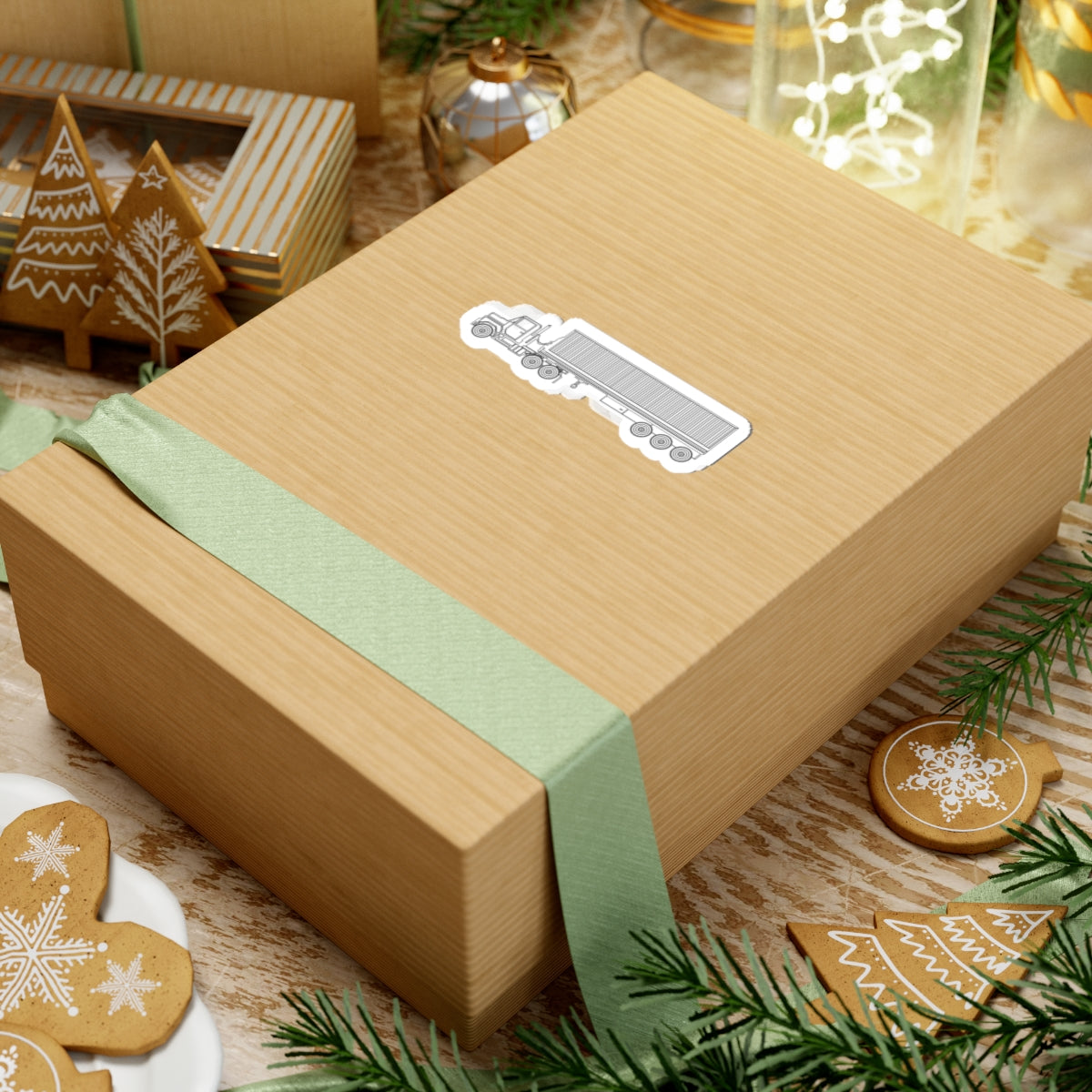 Kiss-Cut Stickers - Vehicle - M915 Tractor with M872 - 40 Ft Container - Side - LA X 300