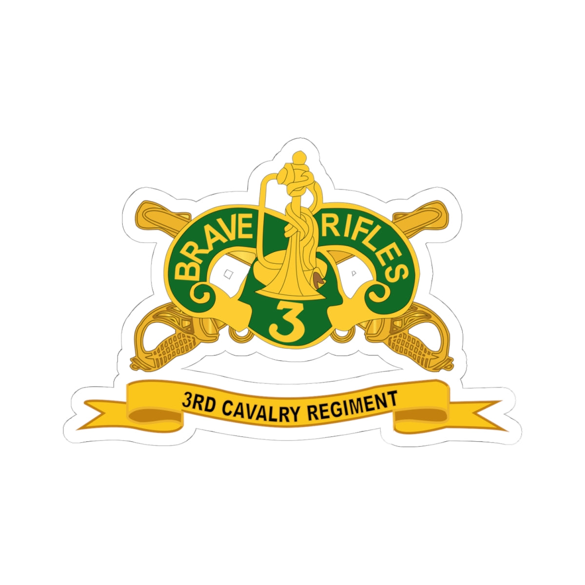 Kiss-Cut Stickers - 3rd Cavalry Regiment w Br - Ribbon