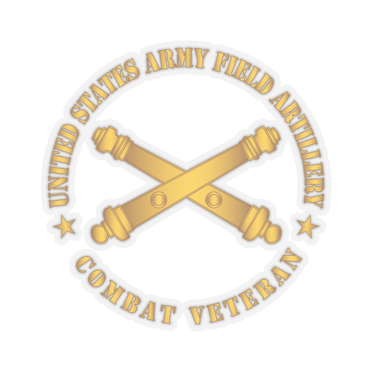 Kiss-Cut Stickers - US Army Field Artillery Combat Veteran w Branch wo Txt