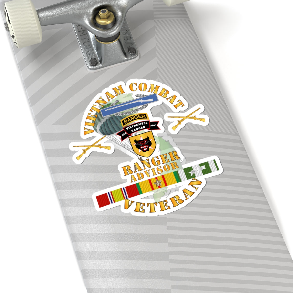 Kiss-Cut Stickers - Vietnam Combat Infantry Vet w Vietnamese Ranger Advisor w Parachute X 300