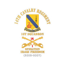 Load image into Gallery viewer, Kiss-Cut Vinyl Decals - Army - 14th Cavalry Regiment w Cav Br - 1st Squadron - Operation Iraqi Freedom - 2006–2007 - Red Txt X 300
