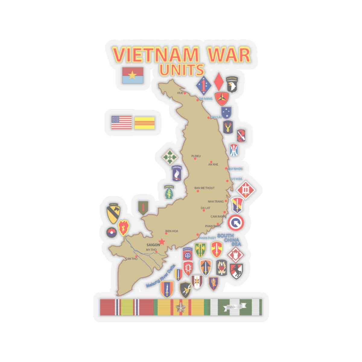Kiss-Cut Stickers - Map - Vietnam Units - 3 wo DS