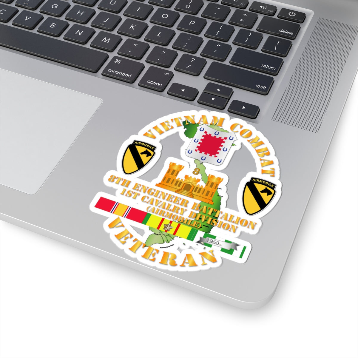 Kiss-Cut Stickers - Vietnam Combat Cavalry Veteran w 8th Engineer Bn - 1st Cav Div