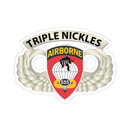 Kiss-Cut Stickers - Airborne Badge - 555th Parachute Infantry Bn - SSI w Triple NIckles Tab X 300