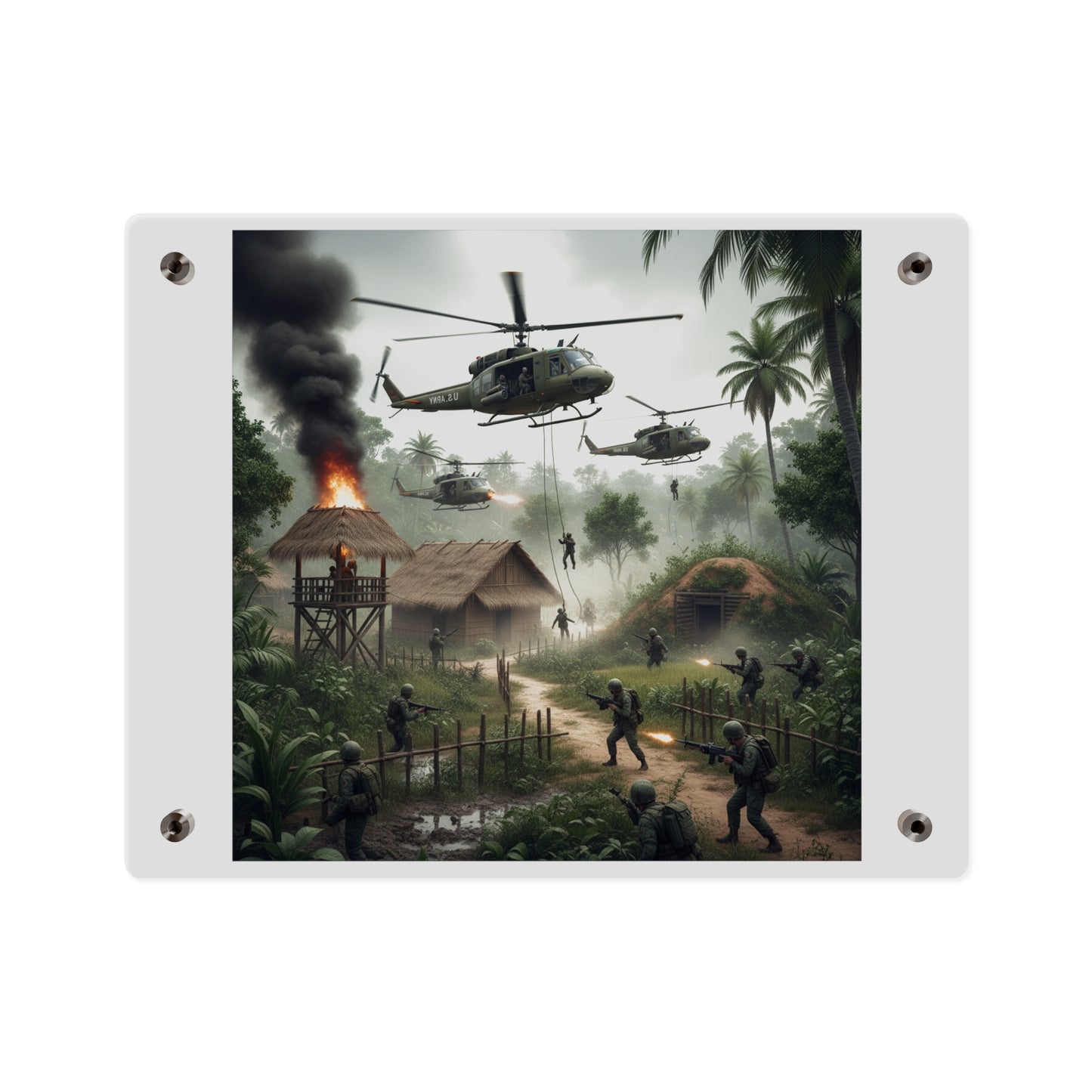 Acrylic Wall Art Panel - Vietnam Village Helicopter Assault