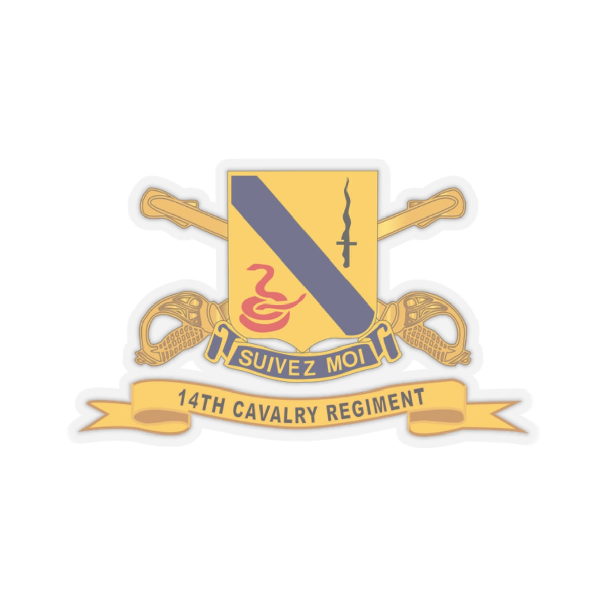 Kiss-Cut Stickers - 14th Cavalry Regiment w Br - Ribbon