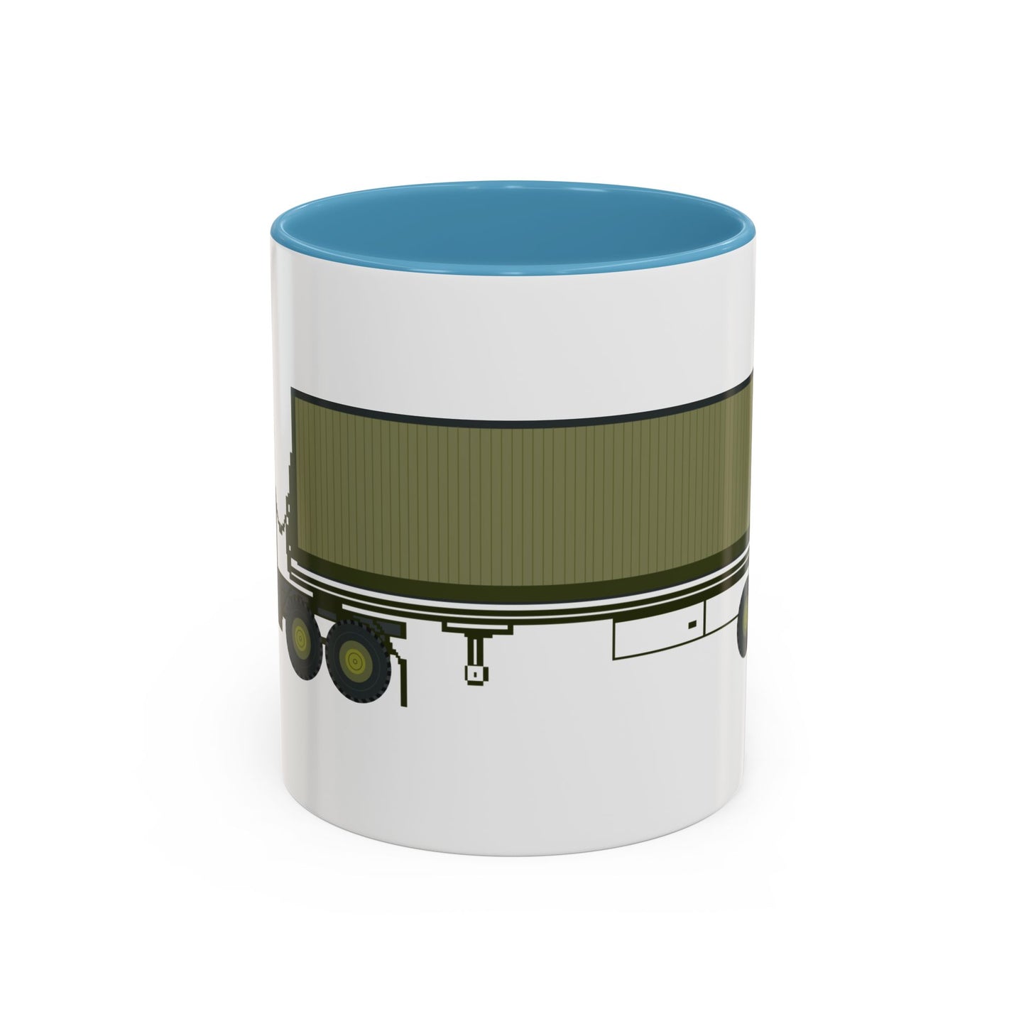 Accent Coffee Mug (11oz & 15oz) - Vehicle - M915 Tractor with M872 - 40 Ft Container - Side X 300