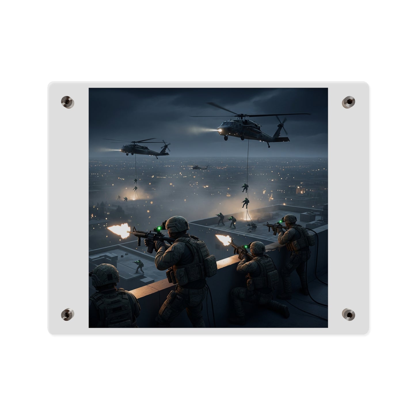 Acrylic Wall Art Panel - Night Air Assault by Army Rangers