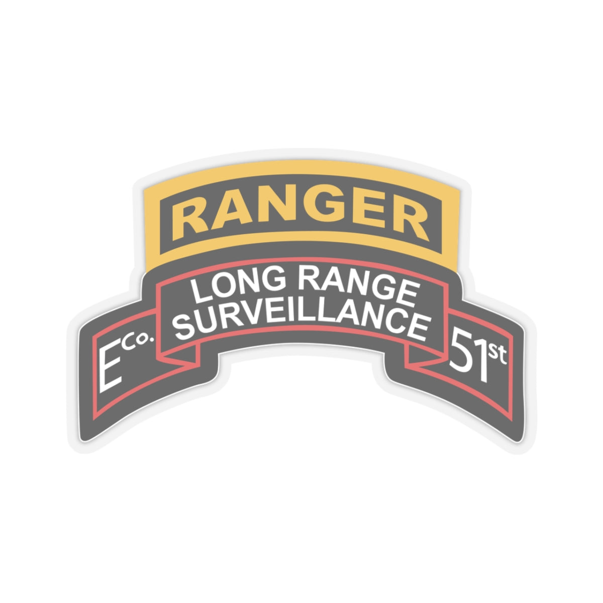 Kiss-Cut Stickers - Airborne Ranger - E Company- 51st Infantry (Ranger) w Ranger Tab