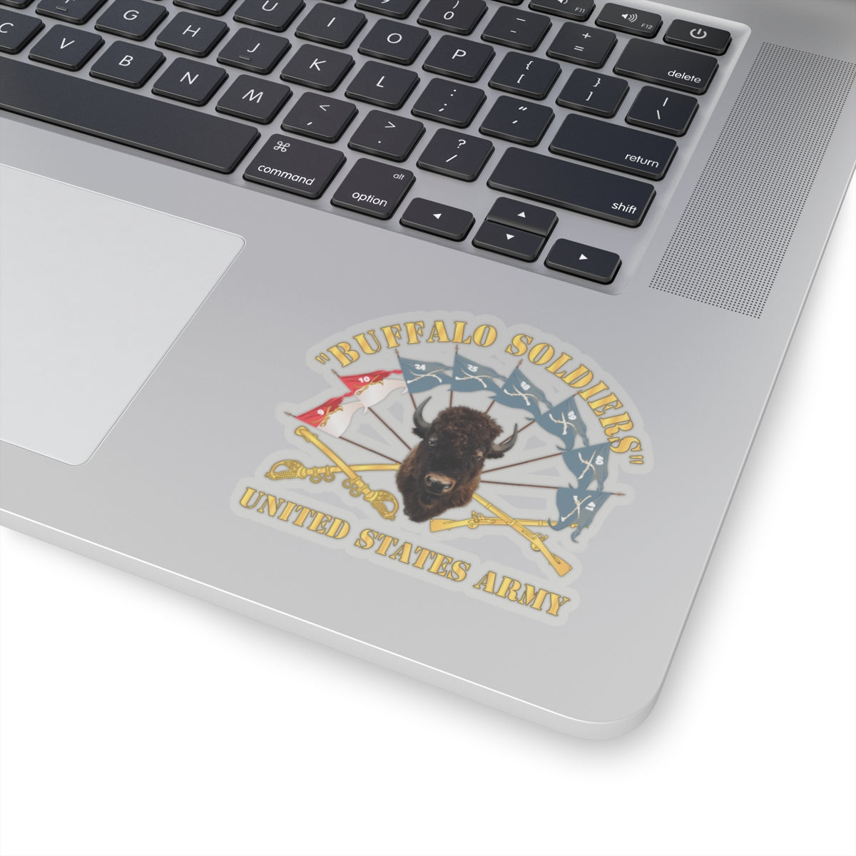 Kiss-Cut Stickers - Buffalo Soldiers - Infantry - Cavalry Guidons w Buffalo Head - US Army X 300