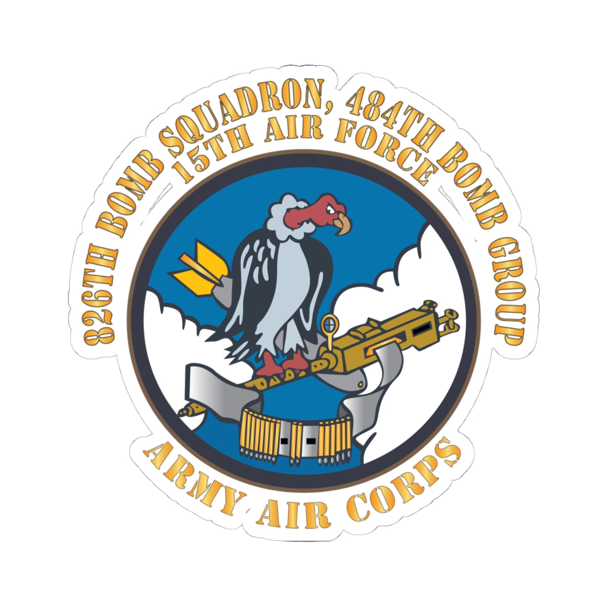 Kiss-Cut Stickers - AAC - 826th Bomb Squadron, 484th Bomb Group - 15th AAF X 300