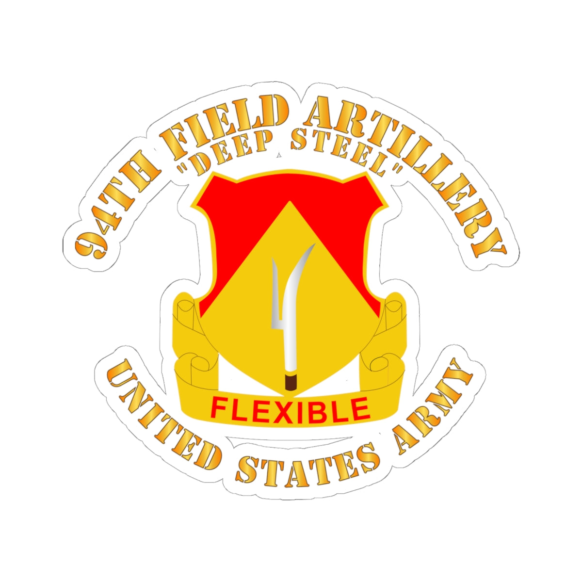 Kiss-Cut Stickers - 94th Field Artillery Regiment - Deep Steel w DUI