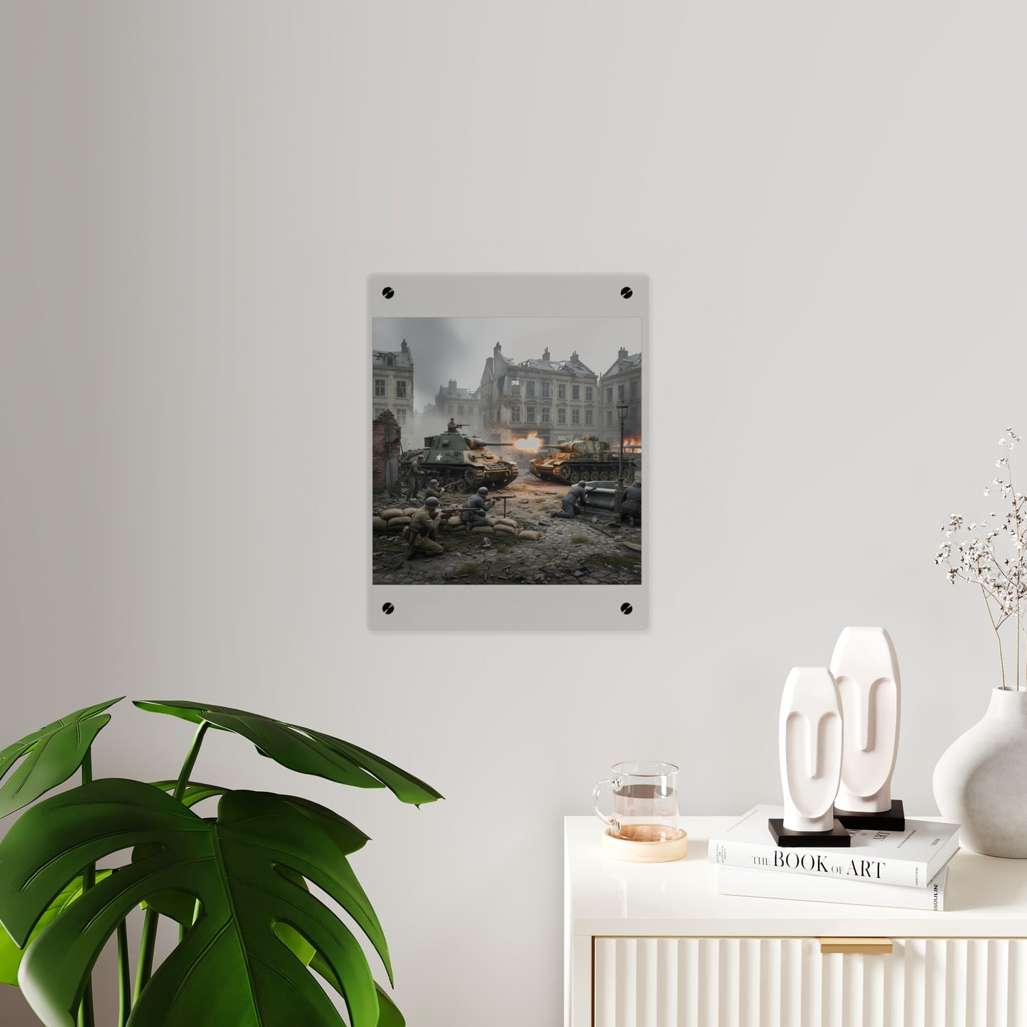 Acrylic Wall Art Panel - US Tank Destroyer - M10 Wolverine Battles a German Panzer Tank