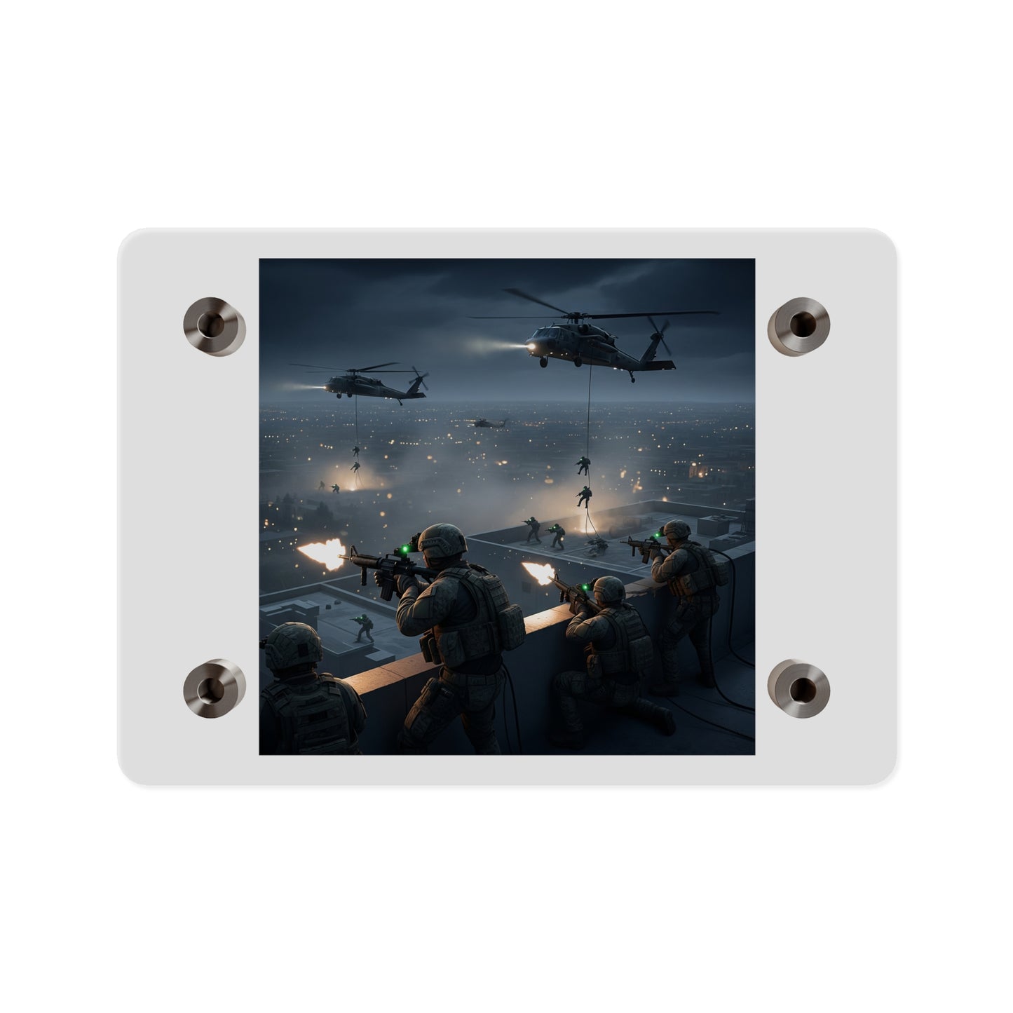 Acrylic Wall Art Panel - Night Air Assault by Army Rangers