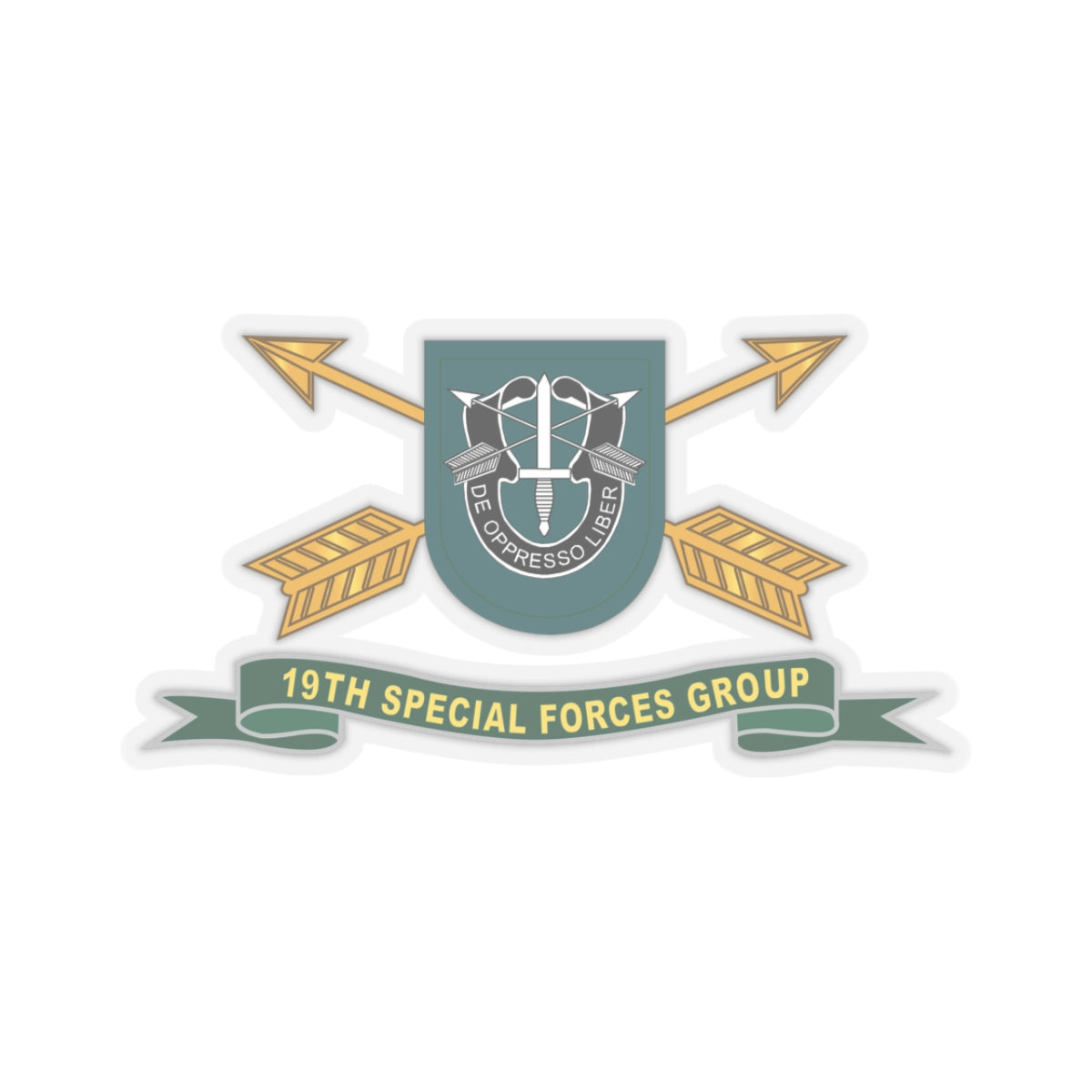 Kiss-Cut Stickers - 19th Special Forces Group - Flash w Br - Ribbon X 300