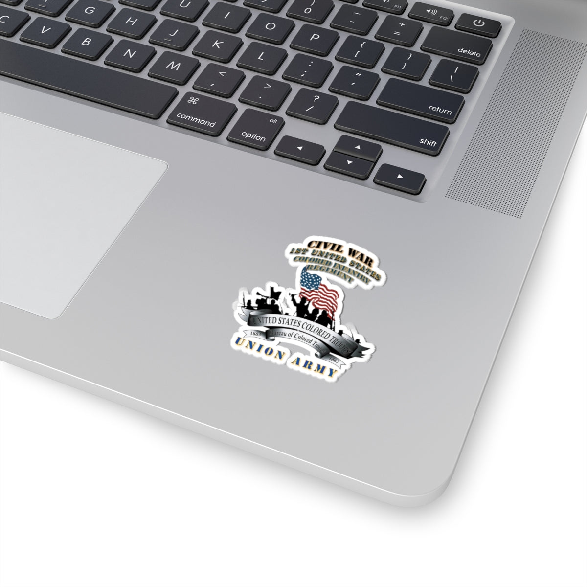 Kiss-Cut Stickers - Civil War - 1st United States Colored Infantry Regiment with USCT Bureau Banner - USA X 300