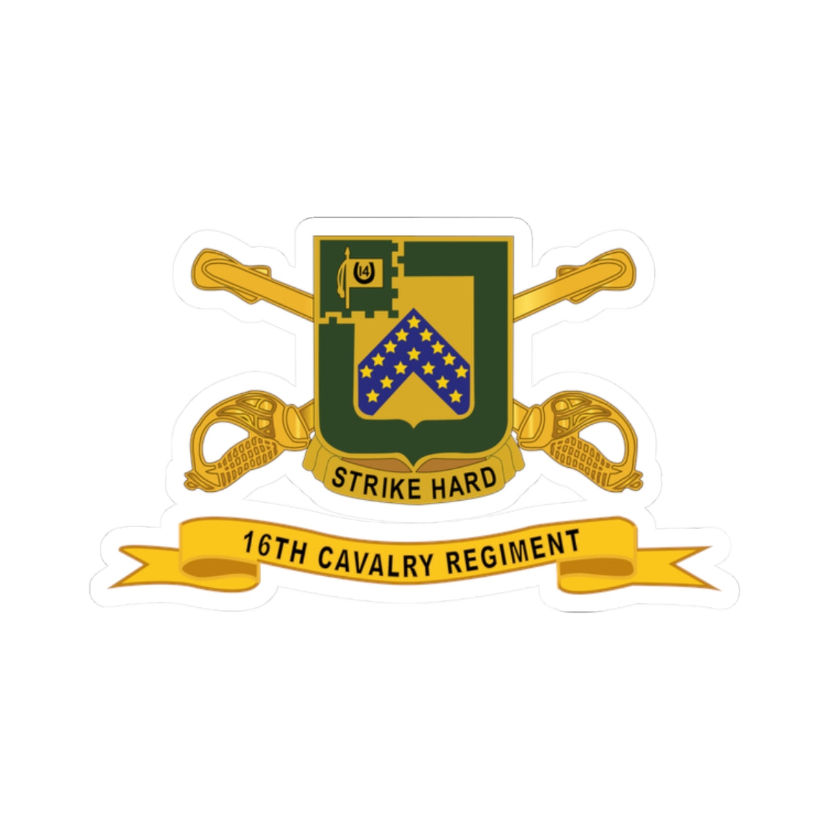 Kiss-Cut Stickers - 16th Cavalry Regiment w Br - Ribbon