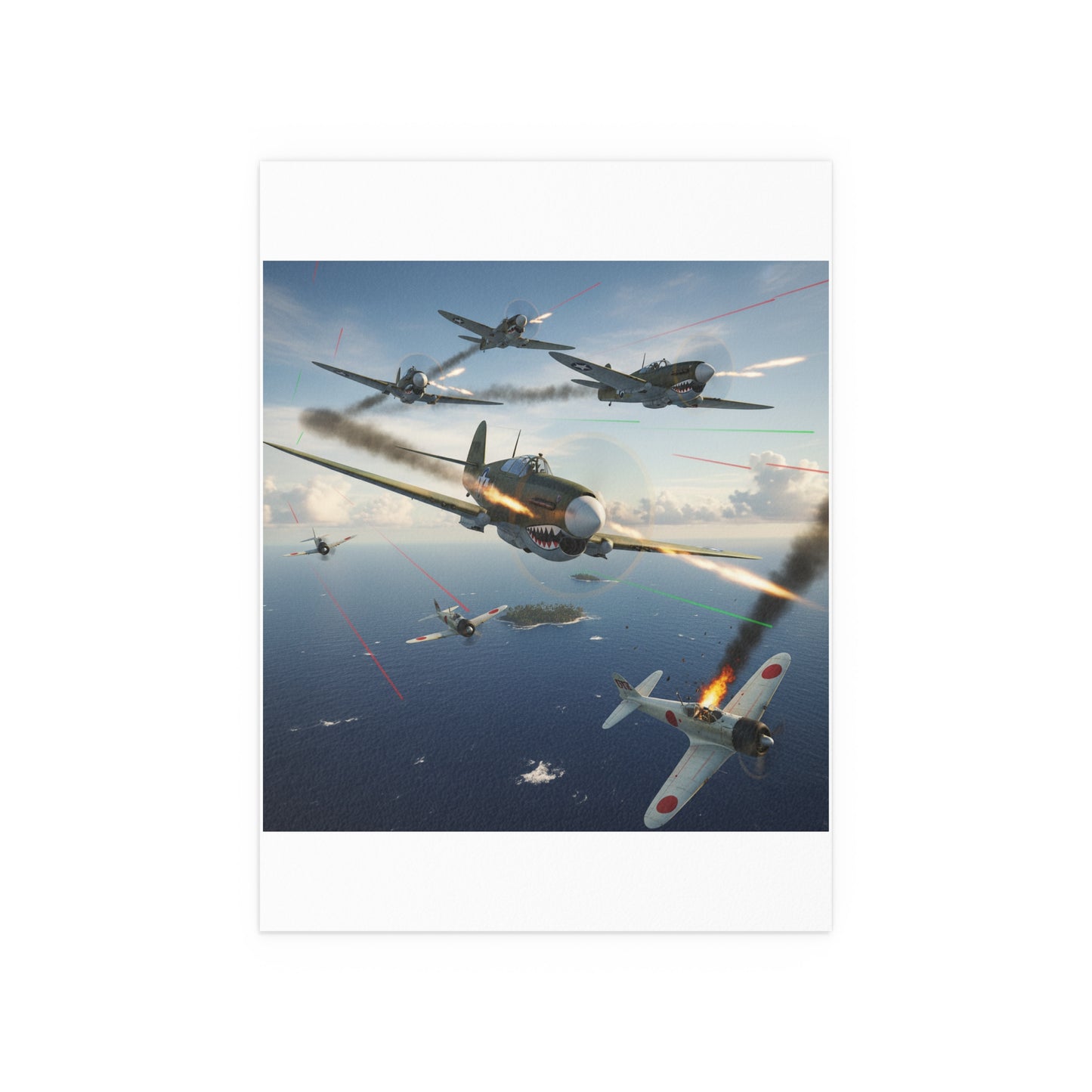Indoor and Outdoor Silk Posters - Curtis P-40 Kittyhawk w Machine Guns Blazing