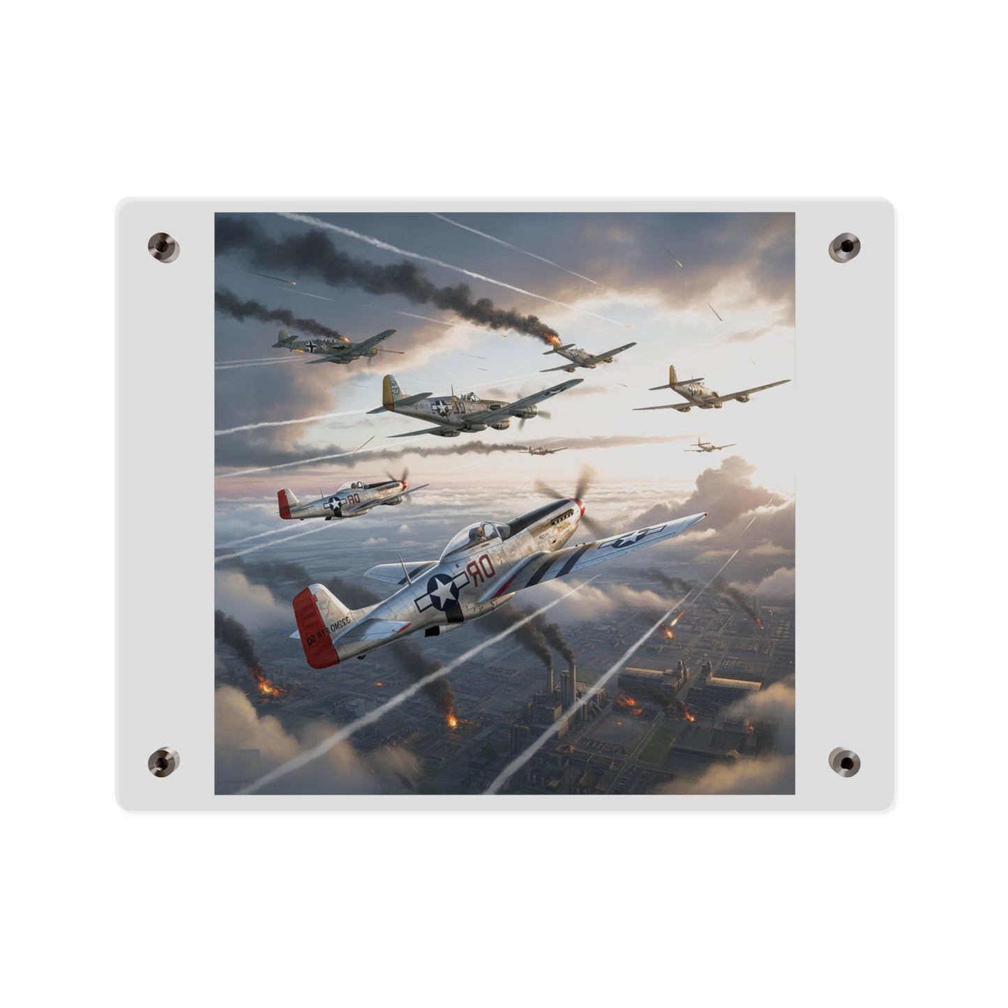 Acrylic Wall Art Panel - Red Tails in Action