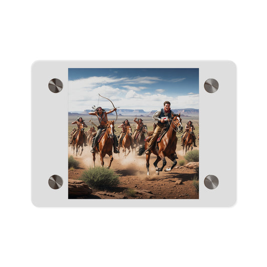 Acrylic Wall Art Panel - Apache Indians attacking a Pony Express Rider