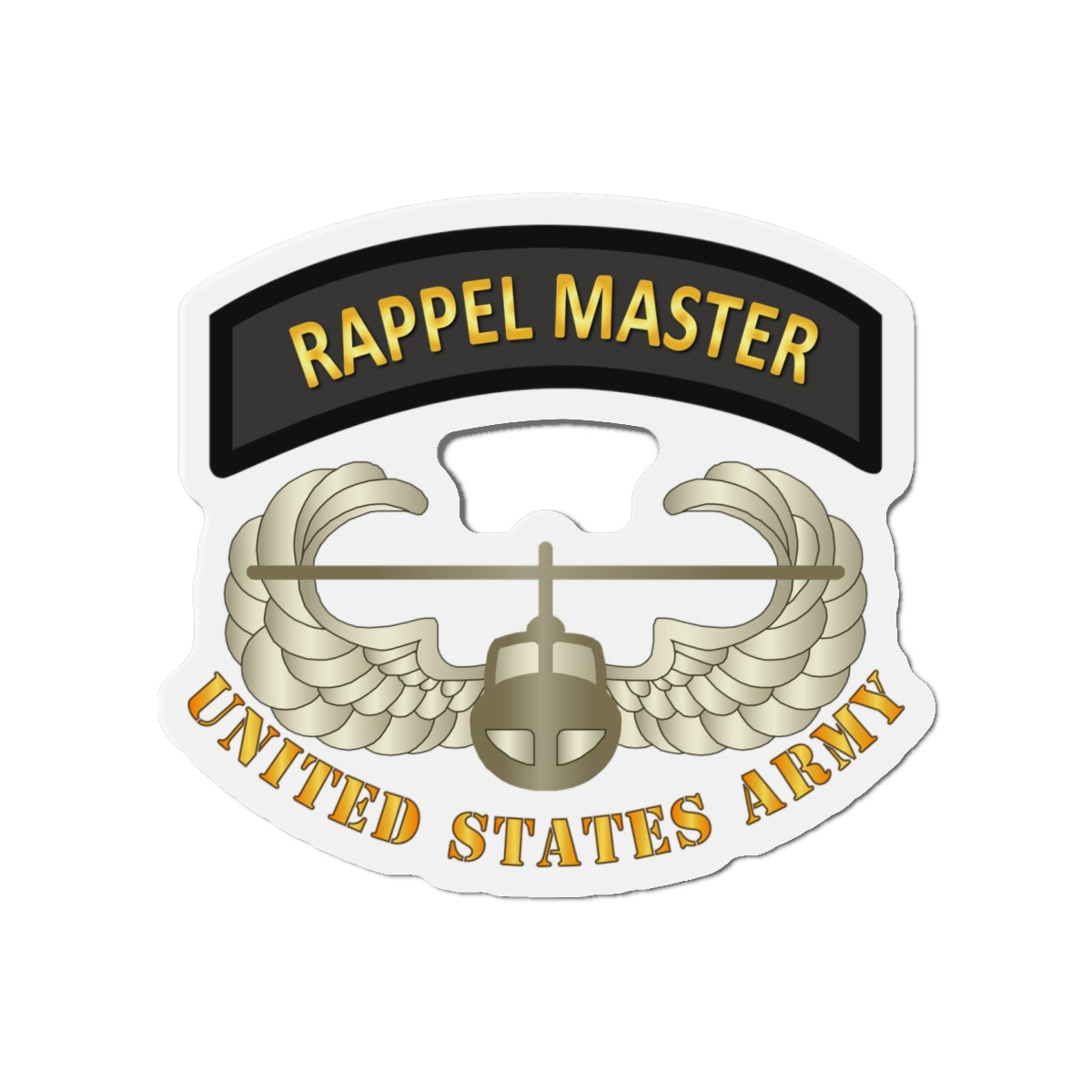 Die-Cut Magnets - Army - Rappel Master Tab w Air Assault Badge - US Army