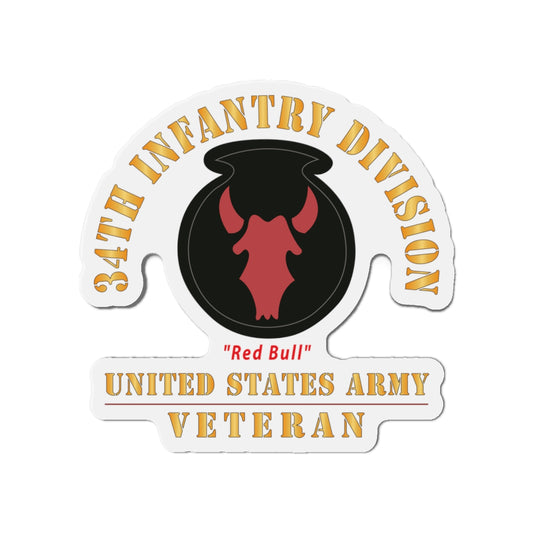 Die-Cut Magnets - Army - SSI - 34th Infantry Division - Red Bull - US Army Veteran X 300