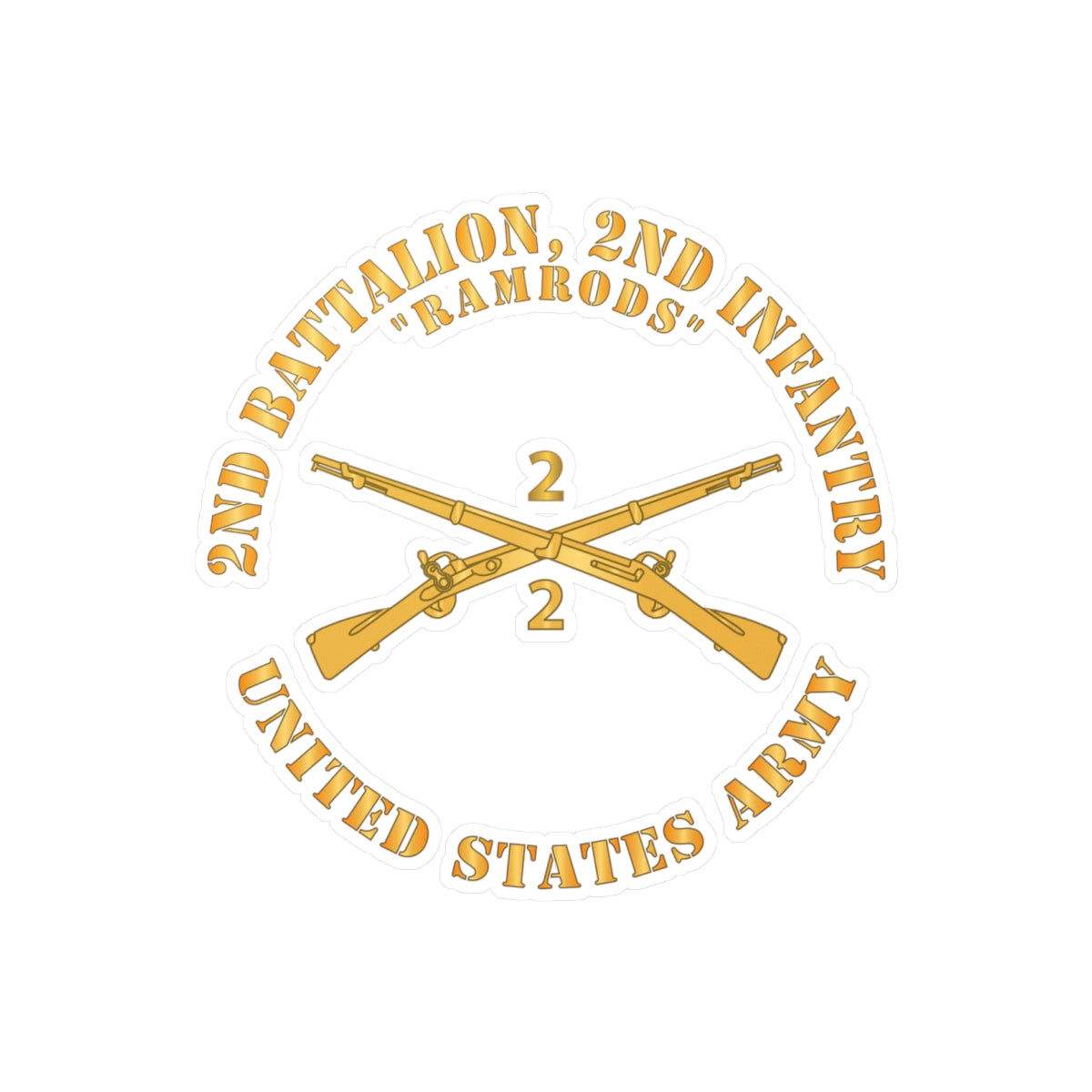 Kiss-Cut Vinyl Decals - Army - 2nd Battalion, 2nd Infantry Regiment Branch - Ramrods - US Army X 300