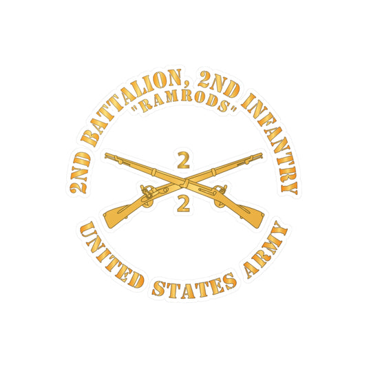 Kiss-Cut Vinyl Decals - Army - 2nd Battalion, 2nd Infantry Regiment Branch - Ramrods - US Army X 300