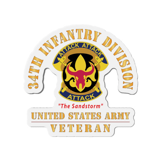 Die-Cut Magnets - Army - DUI - 34th Infantry Division - The Sandstorm - US Army Veteran X 300