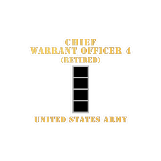 Kiss-Cut Vinyl Decals - Army - Chief Warrant Officer 4 - CW04 - Retired - Flat - X 300