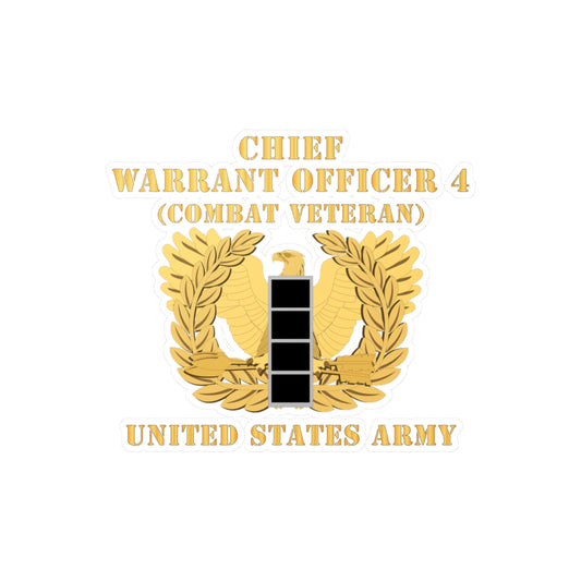 Kiss-Cut Vinyl Decals - Army - Chief Warrant Officer - CW04 - Combat Veteran - Flat - Eagle and Bar X 300