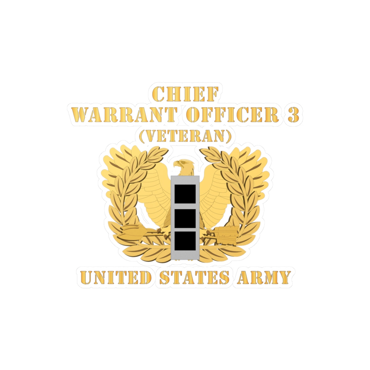Kiss-Cut Vinyl Decals - Army - Chief Warrant Officer - CW03 - Veteran - Flat - Eagle and Bar X 300