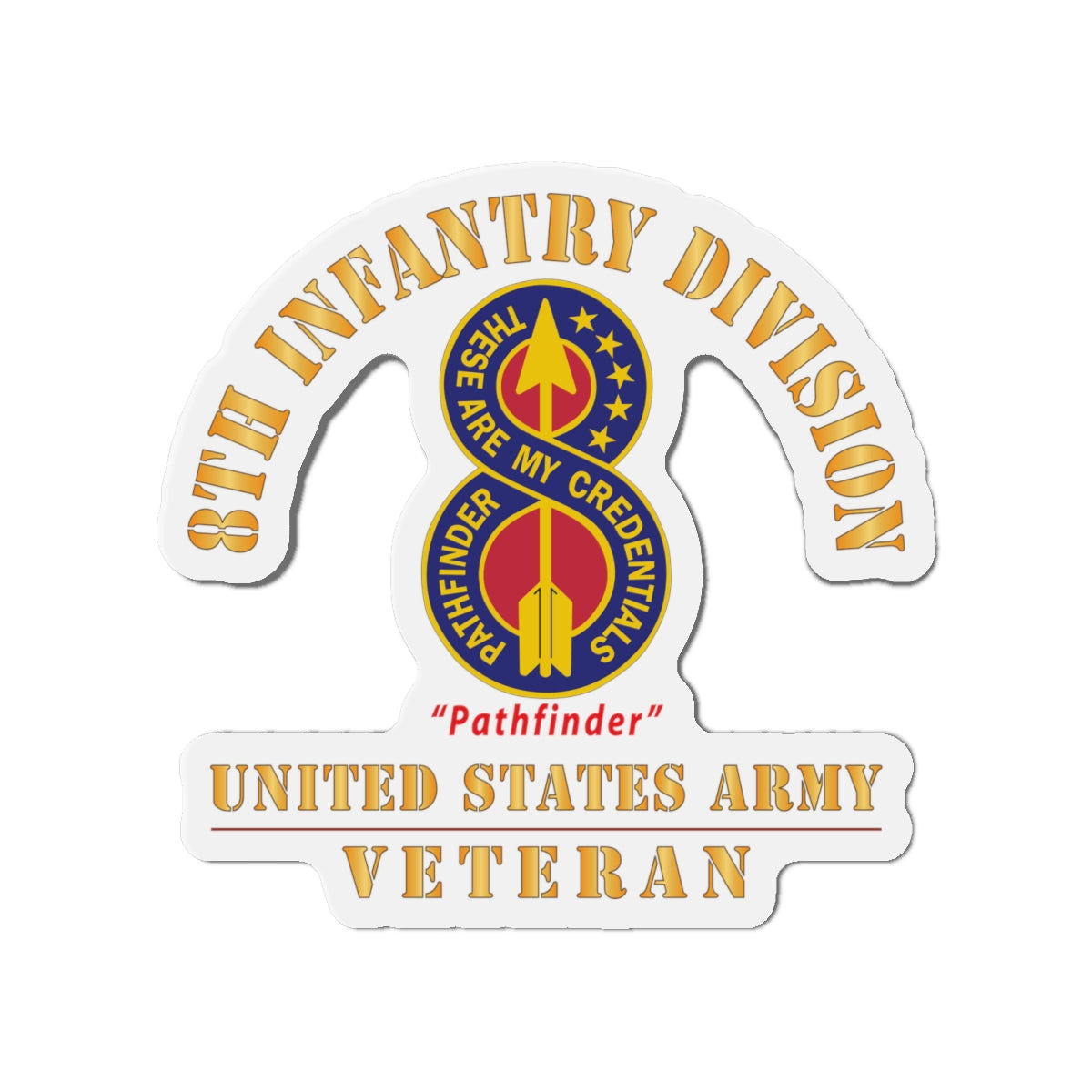 Die-Cut Magnets - Army - DUI - 8th Infantry Division - Pathfinder - US Army Veteran X 300