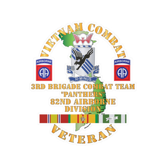 Kiss-Cut Vinyl Decals - Army - Vietnam Combat Vet - 3rd Bde Cbt Team, 82nd Airborne Div - PANTHERS - VN SVC  X 3