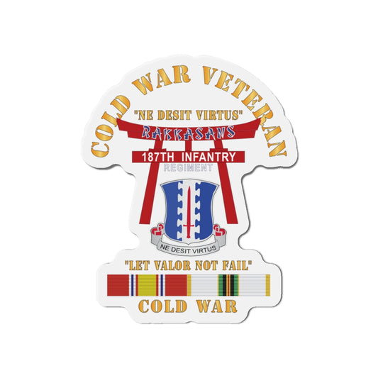 Die-Cut Magnets - Army - Cold War Veteran - 187th Infantry Regiment - Torii, Rakkasans, Let Valor Not Fail, English, Latin w COLD SVC X 300