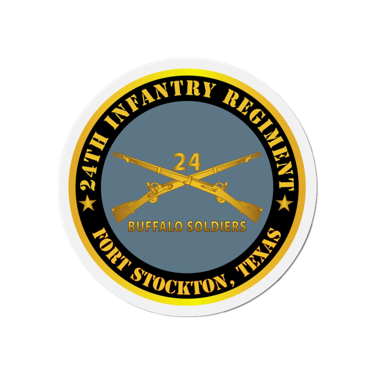 Die-Cut Magnets - 24th Infantry Regiment - Fort Stockton, TX - Buffalo Soldiers w Inf Branch X 300