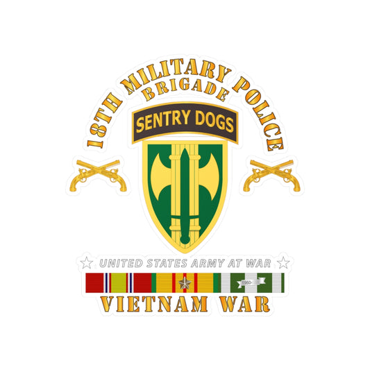 Kiss-Cut Vinyl Decals - Army - 18th MP Brigade - Sentry Dogs Tab - Vietnam w VN SVC