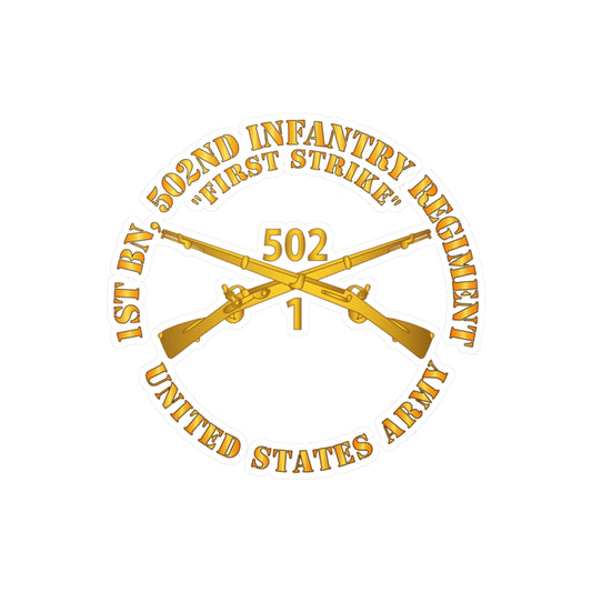 Kiss-Cut Vinyl Decals - Army - 1st Bn 502nd Infantry Regt - First Strike - Infantry Br