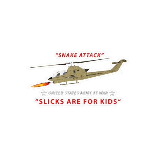 Kiss-Cut Vinyl Decals - Army - AH-1 Cobra - Snake Attack - Slicks are for Kids