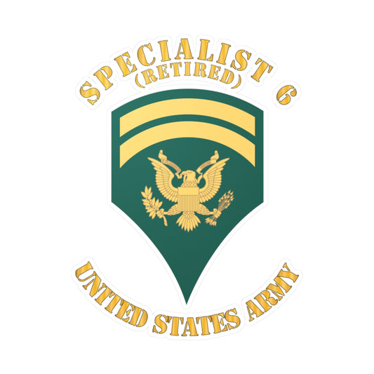 Kiss-Cut Vinyl Decals - Army - Enlisted - SPEC 6 - Specialist 6  - Std - Retired X 300